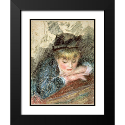 La Loge Black Modern Wood Framed Art Print with Double Matting by Renoir, Pierre-Auguste