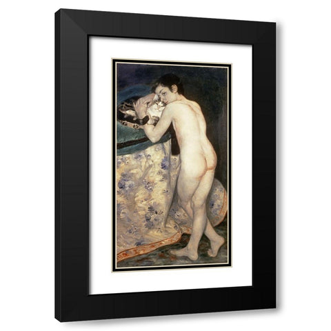 Le Jeune Garcon au Chat Black Modern Wood Framed Art Print with Double Matting by Renoir, Pierre-Auguste