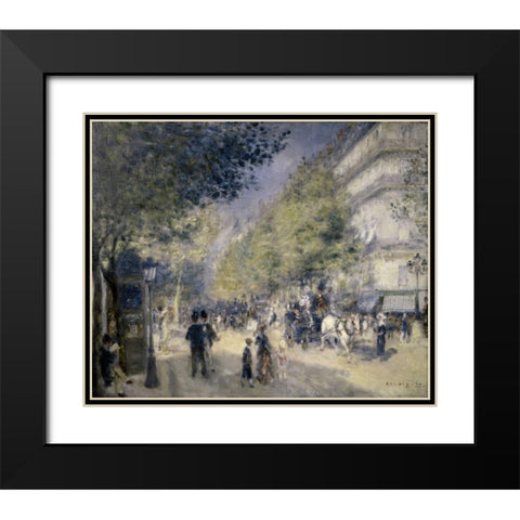 Main Boulevard Black Modern Wood Framed Art Print with Double Matting by Renoir, Pierre-Auguste