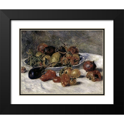 Mediterranean Fruits Black Modern Wood Framed Art Print with Double Matting by Renoir, Pierre-Auguste