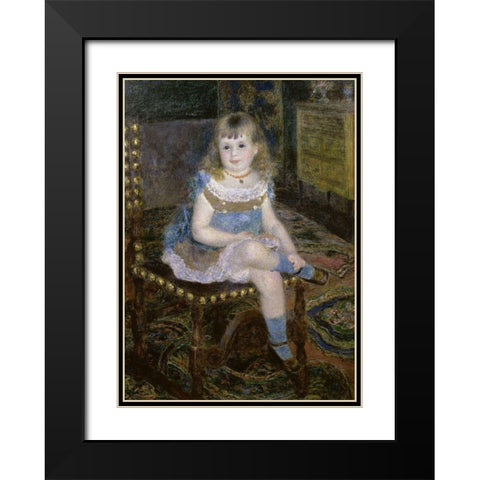 Miss Georgette Charpentier Seated Black Modern Wood Framed Art Print with Double Matting by Renoir, Pierre-Auguste