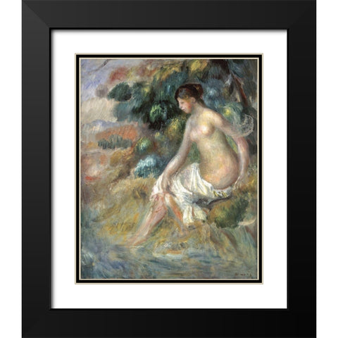 Nu Dans La Verdure Black Modern Wood Framed Art Print with Double Matting by Renoir, Pierre-Auguste