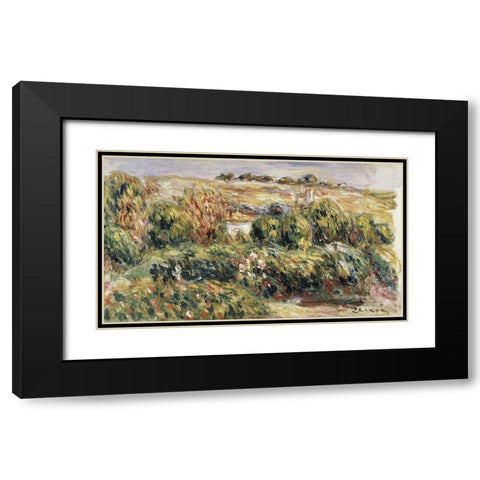 Paysage de Provence Black Modern Wood Framed Art Print with Double Matting by Renoir, Pierre-Auguste