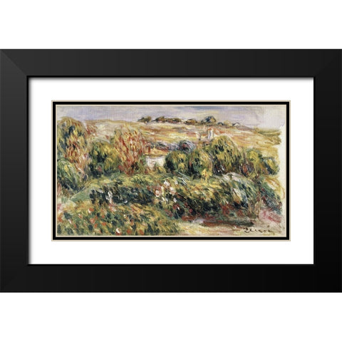 Paysage de Provence Black Modern Wood Framed Art Print with Double Matting by Renoir, Pierre-Auguste