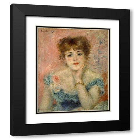 Portrait of Actress Jeanne Samary Black Modern Wood Framed Art Print with Double Matting by Renoir, Pierre-Auguste