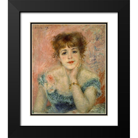 Portrait of Actress Jeanne Samary Black Modern Wood Framed Art Print with Double Matting by Renoir, Pierre-Auguste
