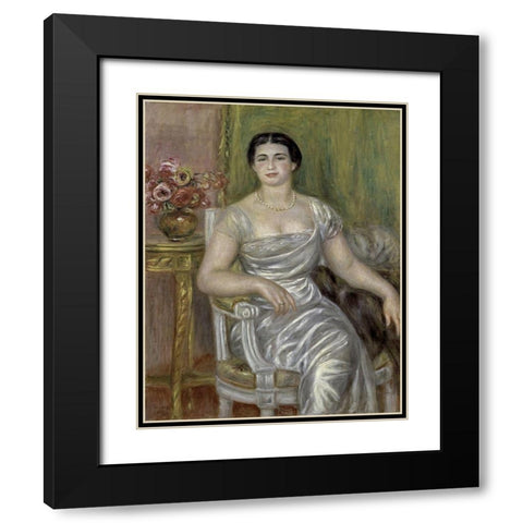 Portrait of the Poetess Alice Valliere Black Modern Wood Framed Art Print with Double Matting by Renoir, Pierre-Auguste