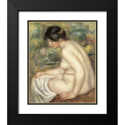 Profile Of Seated Bather Black Modern Wood Framed Art Print with Double Matting by Renoir, Pierre-Auguste