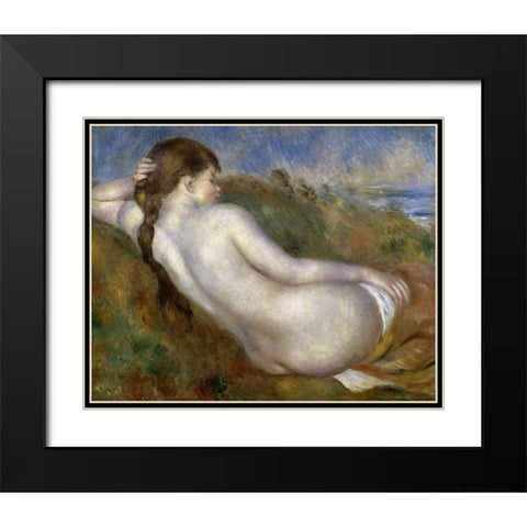 Reclining Nude Black Modern Wood Framed Art Print with Double Matting by Renoir, Pierre-Auguste
