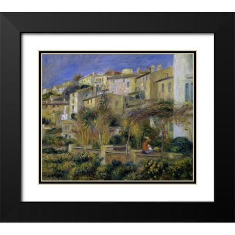 Terraces in Cagnes Black Modern Wood Framed Art Print with Double Matting by Renoir, Pierre-Auguste