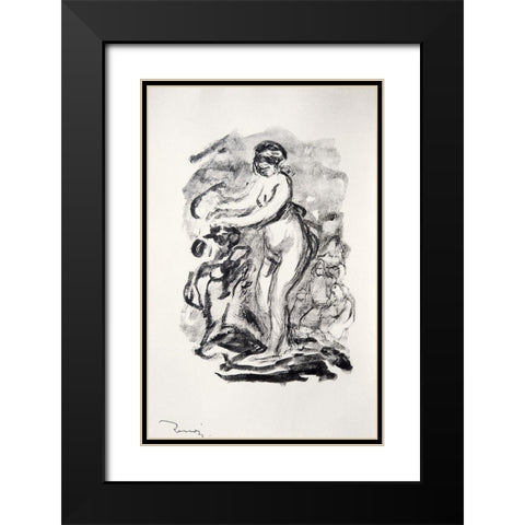 The Bather Black Modern Wood Framed Art Print with Double Matting by Renoir, Pierre-Auguste