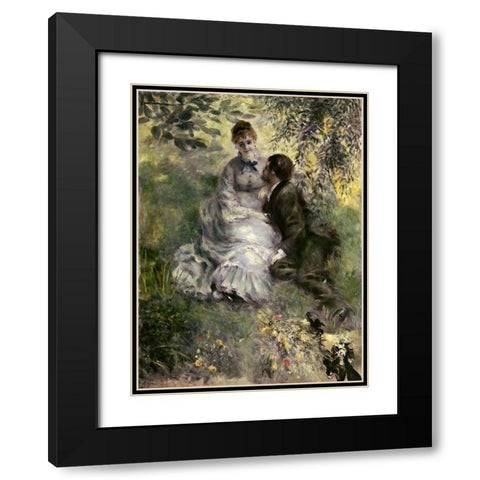 The Lovers Black Modern Wood Framed Art Print with Double Matting by Renoir, Pierre-Auguste