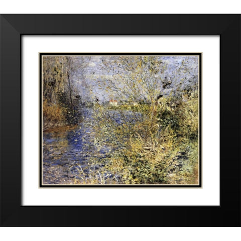 The Seine at Argenteuil Black Modern Wood Framed Art Print with Double Matting by Renoir, Pierre-Auguste