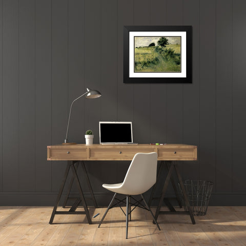 Two People in a Field Black Modern Wood Framed Art Print with Double Matting by Renoir, Pierre-Auguste