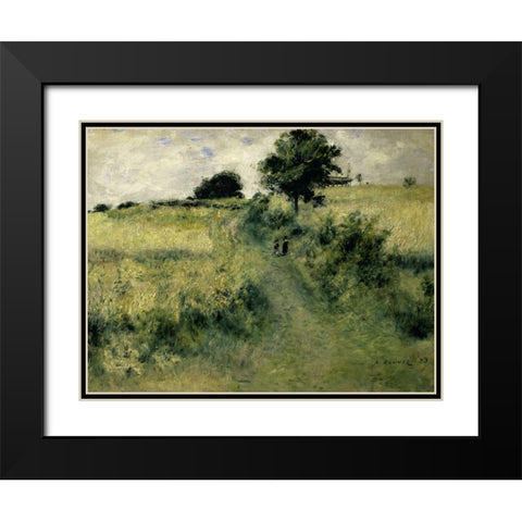 Two People in a Field Black Modern Wood Framed Art Print with Double Matting by Renoir, Pierre-Auguste