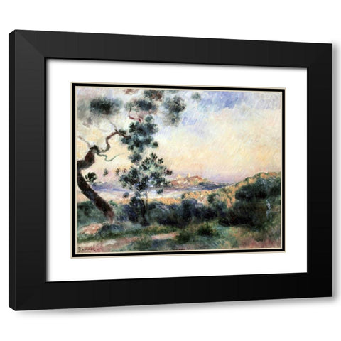 Vue DAntibes Black Modern Wood Framed Art Print with Double Matting by Renoir, Pierre-Auguste