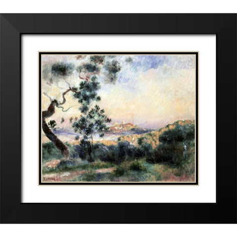 Vue DAntibes Black Modern Wood Framed Art Print with Double Matting by Renoir, Pierre-Auguste