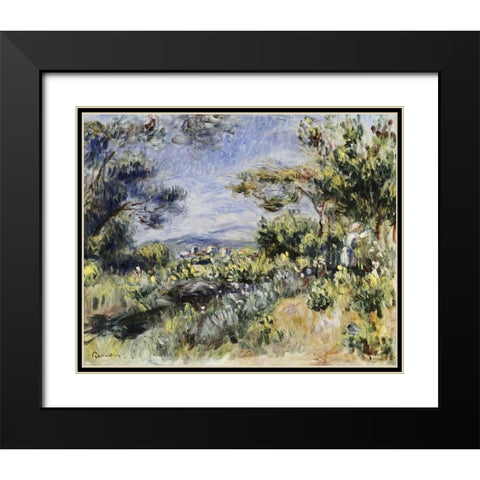 Young Woman in the Landscape Black Modern Wood Framed Art Print with Double Matting by Renoir, Pierre-Auguste