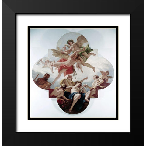 Taming of Cupid (Love Punished) Black Modern Wood Framed Art Print with Double Matting by Ricci, Sebastiano