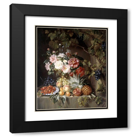 Still Life with a Basket of Flowers Black Modern Wood Framed Art Print with Double Matting by Rietveld, Antonie