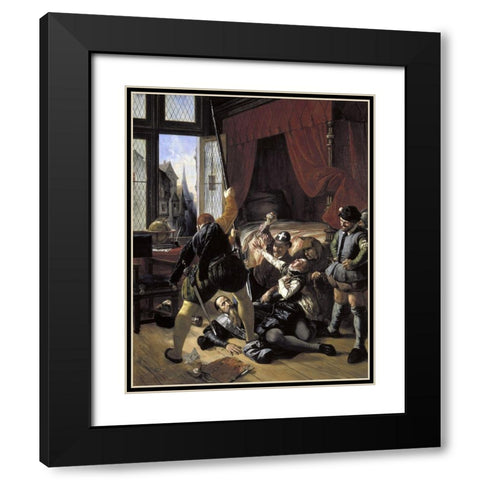 St. Bartholomews Day Massacre Black Modern Wood Framed Art Print with Double Matting by Robert-Fleury, Joseph Nicolas