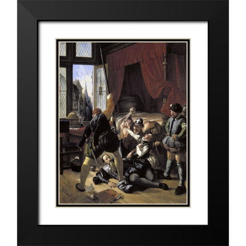 St. Bartholomews Day Massacre Black Modern Wood Framed Art Print with Double Matting by Robert-Fleury, Joseph Nicolas