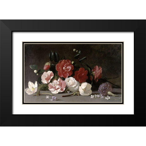 Floral Still Life Black Modern Wood Framed Art Print with Double Matting by Robie, Jean-Baptiste