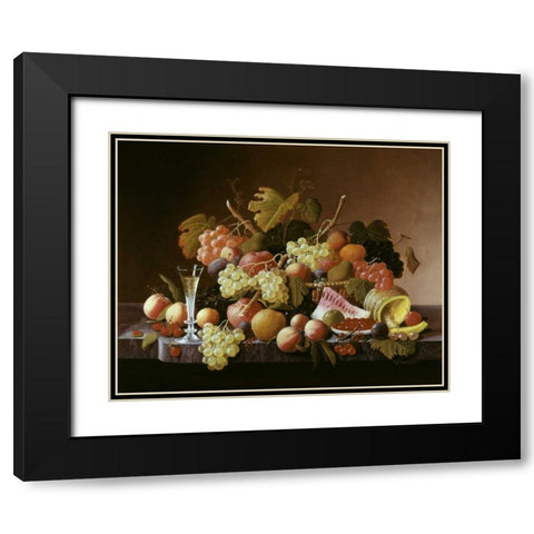 Tabletop Still Life Black Modern Wood Framed Art Print with Double Matting by Roesen, Severin