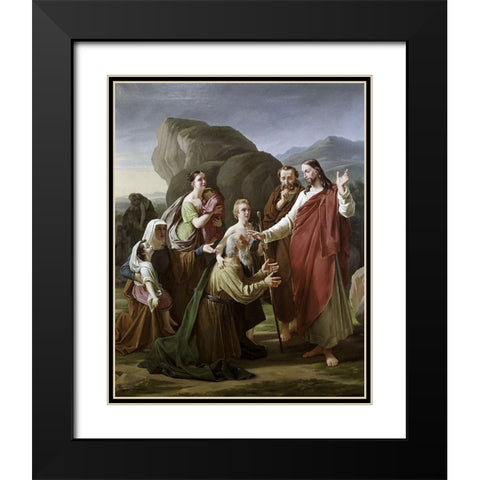 Christ Healing The Blind Black Modern Wood Framed Art Print with Double Matting by Rorbye, Martinus Christian Wedseltoft