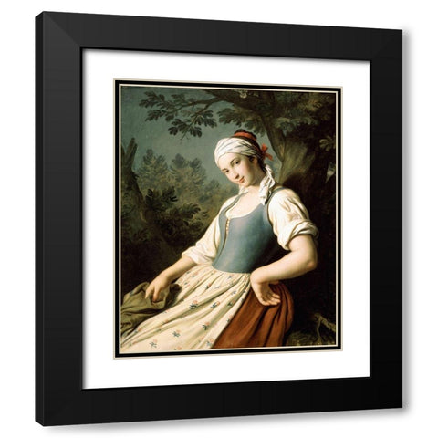 Young Woman Black Modern Wood Framed Art Print with Double Matting by Rotari, Pietro Antonio