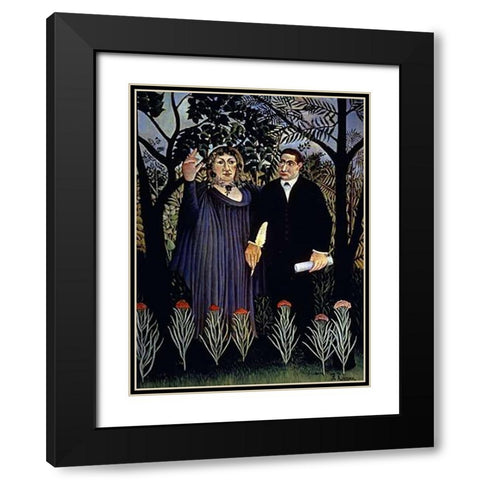A Poet Inspired By The Muse Black Modern Wood Framed Art Print with Double Matting by Rousseau, Henri