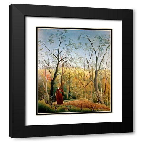 A Stroll in the Woods Black Modern Wood Framed Art Print with Double Matting by Rousseau, Henri