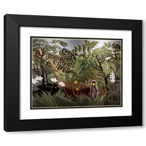 Exotic Landscape Black Modern Wood Framed Art Print with Double Matting by Rousseau, Henri
