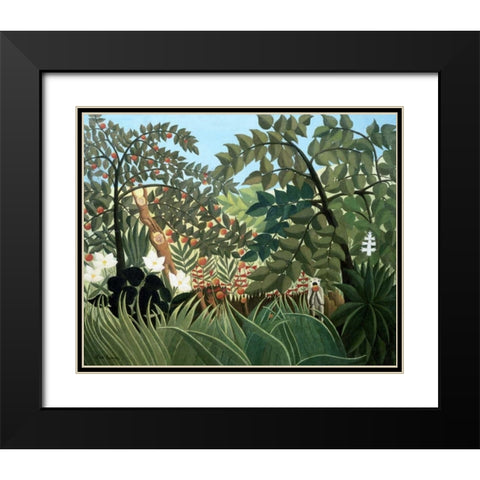 Exotic Landscape Black Modern Wood Framed Art Print with Double Matting by Rousseau, Henri