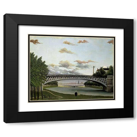 The Charenton Bridge Black Modern Wood Framed Art Print with Double Matting by Rousseau, Henri
