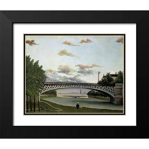 The Charenton Bridge Black Modern Wood Framed Art Print with Double Matting by Rousseau, Henri