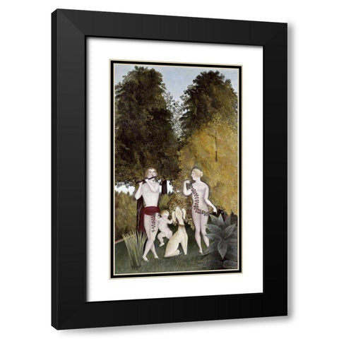 The Happy Quartet Black Modern Wood Framed Art Print with Double Matting by Rousseau, Henri