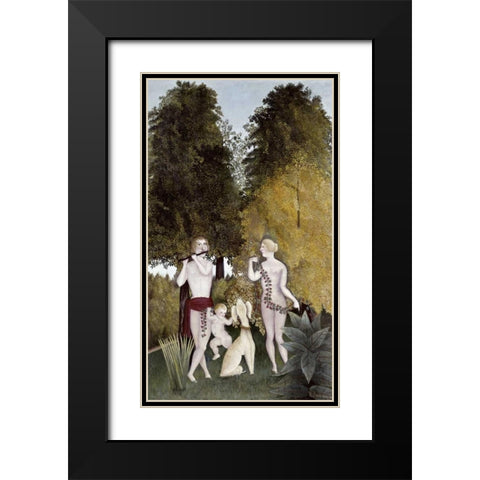 The Happy Quartet Black Modern Wood Framed Art Print with Double Matting by Rousseau, Henri