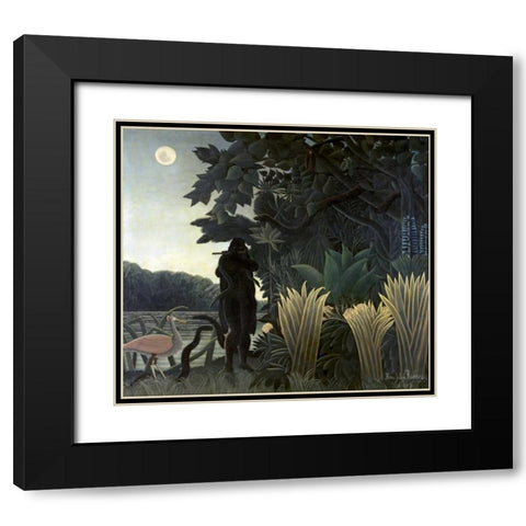 The Snake Charmer Black Modern Wood Framed Art Print with Double Matting by Rousseau, Henri