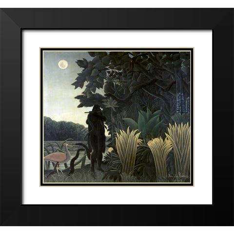 The Snake Charmer Black Modern Wood Framed Art Print with Double Matting by Rousseau, Henri