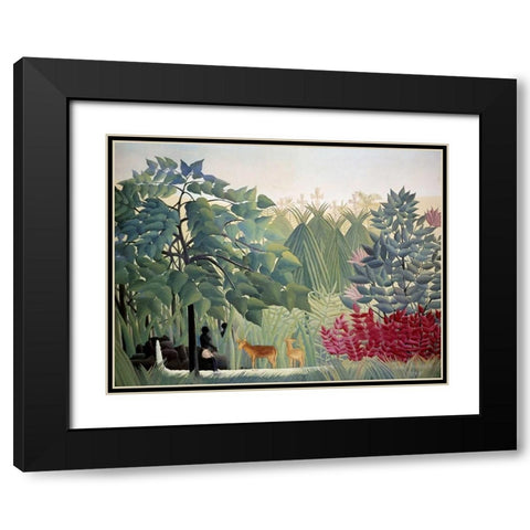 The Waterfall Black Modern Wood Framed Art Print with Double Matting by Rousseau, Henri