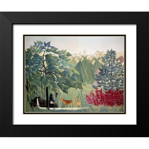 The Waterfall Black Modern Wood Framed Art Print with Double Matting by Rousseau, Henri