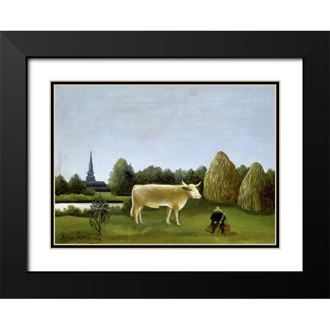 View Surrounding Paris Black Modern Wood Framed Art Print with Double Matting by Rousseau, Henri
