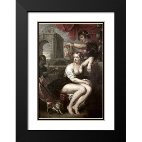 Bathsheba at the Spring Black Modern Wood Framed Art Print with Double Matting by Rubens, Peter Paul