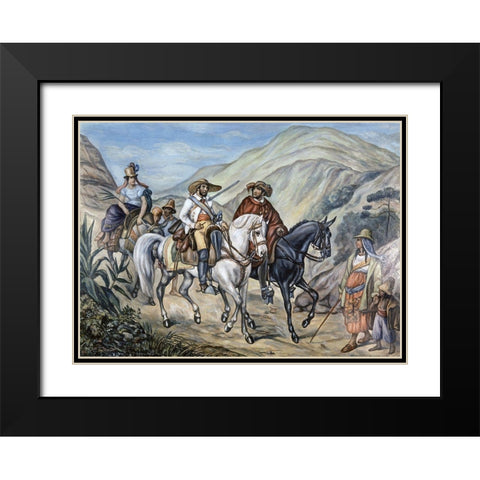 Residents of Minas Gerais Black Modern Wood Framed Art Print with Double Matting by Rugendas, Juan Mauricio