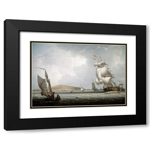 Boston Harbor Black Modern Wood Framed Art Print with Double Matting by Salmon, Robert
