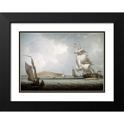 Boston Harbor Black Modern Wood Framed Art Print with Double Matting by Salmon, Robert