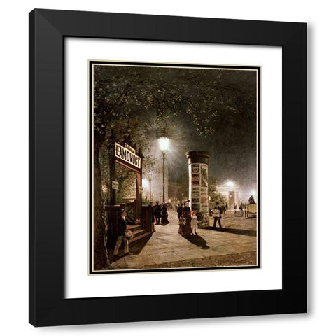 First Electric Street Light, Berlin Black Modern Wood Framed Art Print with Double Matting by Saltzmann, Carl