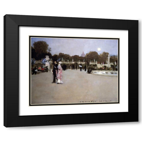 Luxembourg Gardens at Twilight Black Modern Wood Framed Art Print with Double Matting by Sargent, John Singer