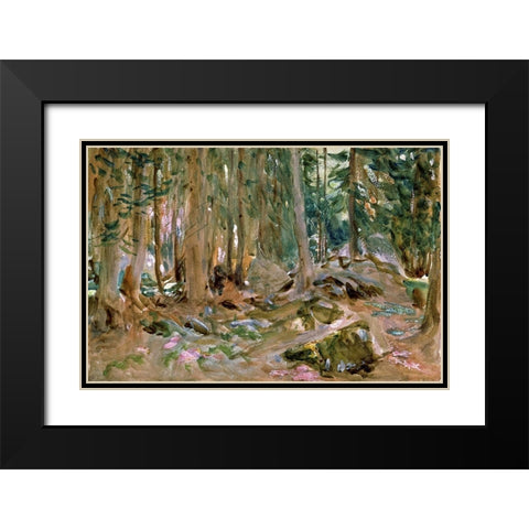 Pine Forest Black Modern Wood Framed Art Print with Double Matting by Sargent, John Singer